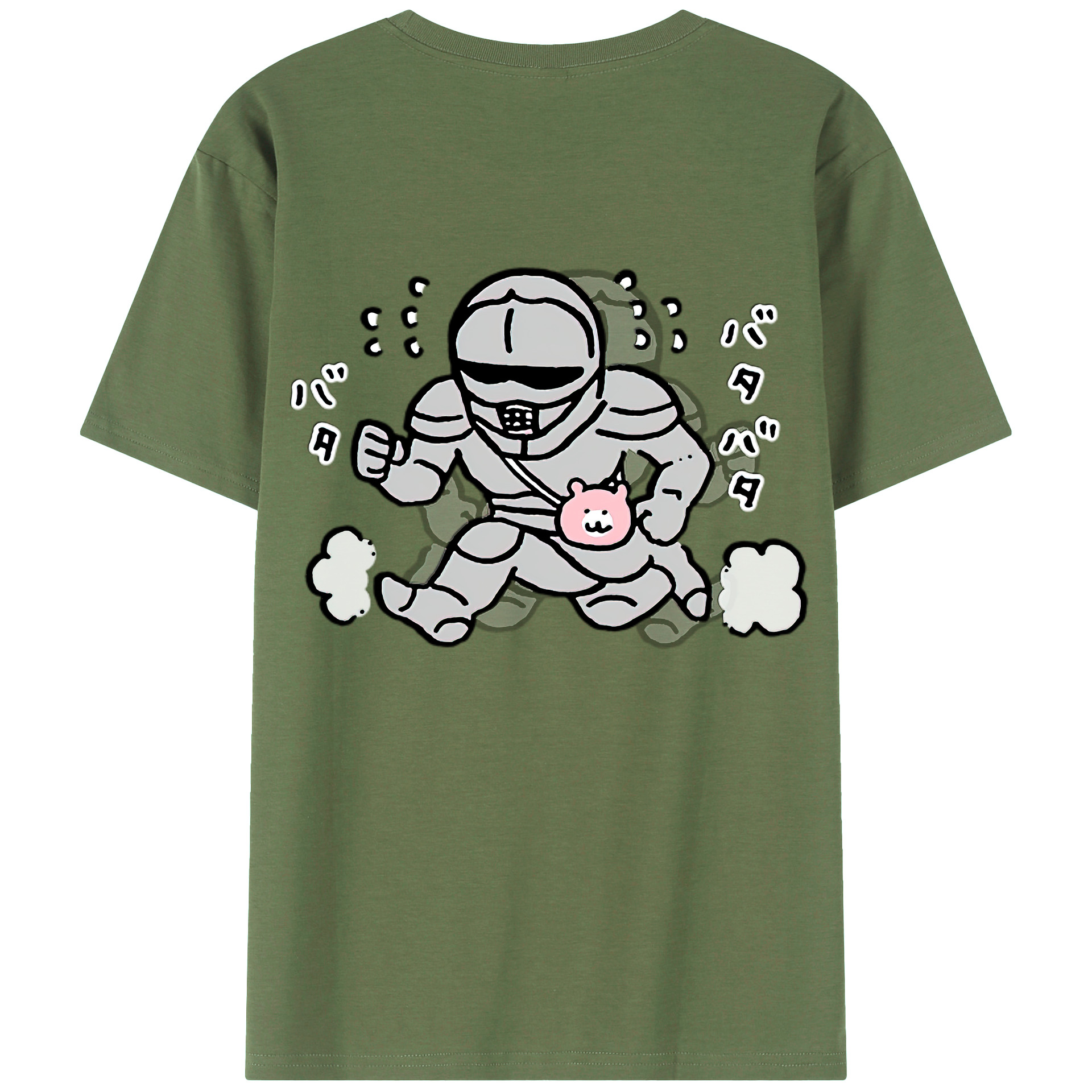 （画像用） ちいかわ 労働の鎧さん Chii-kawa Mr. Armor of Labor 綿100％ メンズ半袖Tシャツ（バックプリント） 通気性